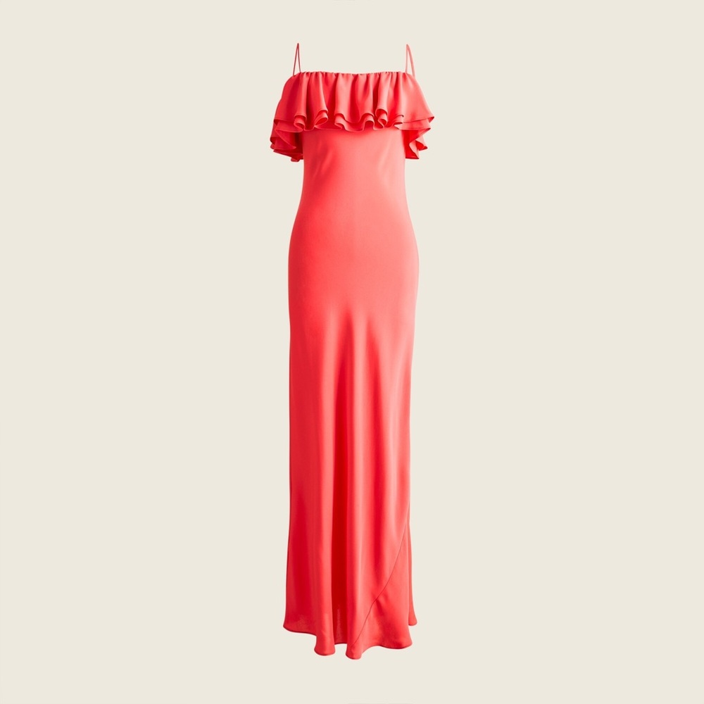 J. Crew Ruffle silk slip dress - Seaside Coral - Size 4